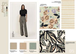 Viskosesatin Blumenmalerei - hellbeige