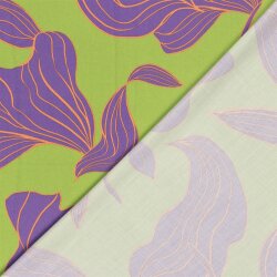 Viskosesatin große Blüten - limette