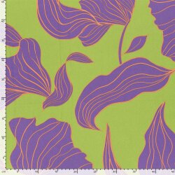 Viskosesatin große Blüten - limette
