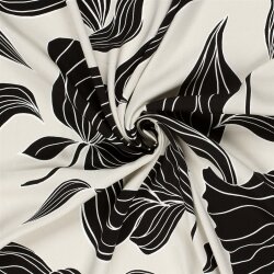 Viskosesatin große Blüten - hellbeige