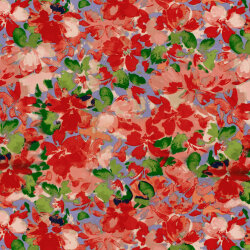 Baumwollsatin Blumenmalerei - helllila