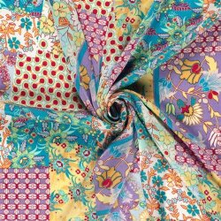 Satin Samt Blumen-Patchwork - helllila