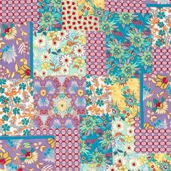 Satin Samt Blumen-Patchwork - helllila
