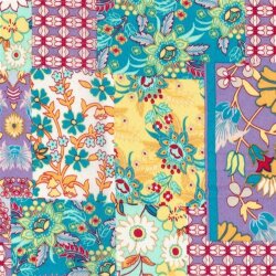 Satin Samt Blumen-Patchwork - helllila