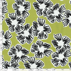 Baumwollsatin Kritzel Blumen - limette