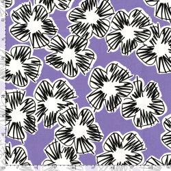 Baumwollsatin Kritzel Blumen - lavendel