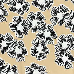 Baumwollsatin Blumen - hellbeige