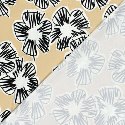 Baumwollsatin Blumen - hellbeige