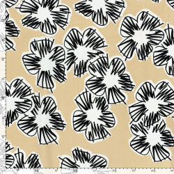 Baumwollsatin Blumen - hellbeige