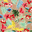 Baumwollsatin Blumen und Blätter - dunkelbeige