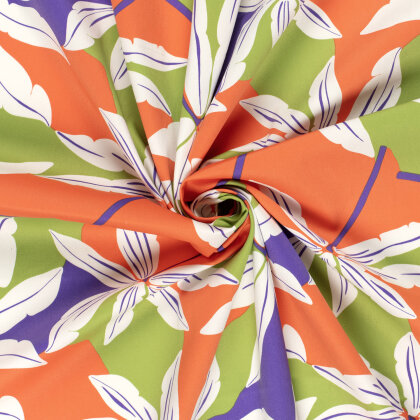 Baumwollsatin XXL Blumen - orange