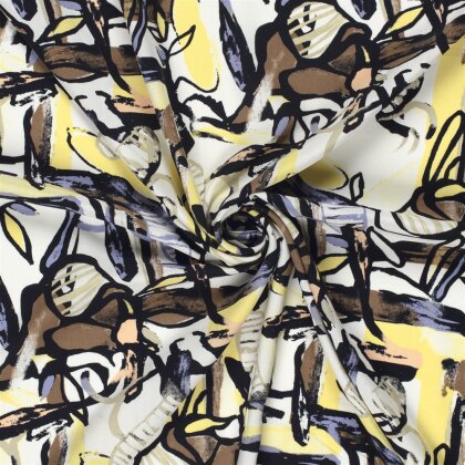 Viskose Popeline abstrakte Kunst - softgelb