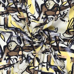 Viskose Popeline abstrakte Kunst - softgelb