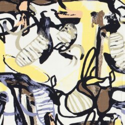 Viskose Popeline abstrakte Kunst - softgelb