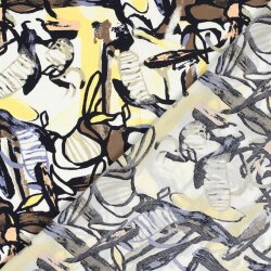 Viskose Popeline abstrakte Kunst - softgelb