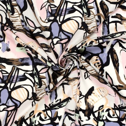 Viskose Popeline abstrakte Kunst - hellrosa