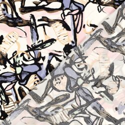 Viskose Popeline abstrakte Kunst - hellrosa
