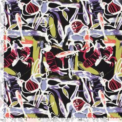 Viskose Popeline abstrakte Kunst - hellviolett