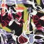 Viskose Popeline abstrakte Kunst - hellviolett