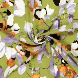 Viskose Crêpe Yoryu Blumenpracht - kiwi