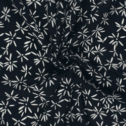 Baumwollpopeline Stretch Blumen - dunkelblau