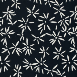 Baumwollpopeline Stretch Blumen - dunkelblau
