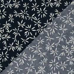 Baumwollpopeline Stretch Blumen - dunkelblau
