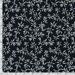 Baumwollpopeline Stretch Blumen - dunkelblau