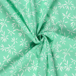 Baumwollpopeline Stretch Blumen - mint