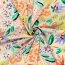 Baumwollsatin Stretch bunte Blumen - hellbeige