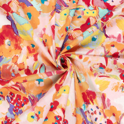 Baumwollsatin Stretch Blumen - FARBE