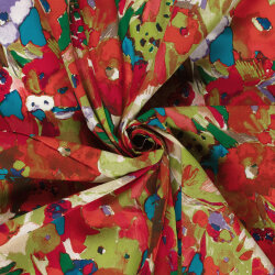 Baumwollsatin Stretch Blumen - FARBE