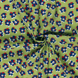 Baumwollsatin Stretch Blumen - FARBE