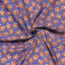 Baumwollsatin Stretch Blumen - FARBE