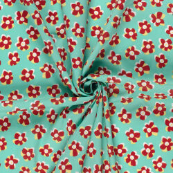 Baumwollsatin Stretch Blumen - FARBE