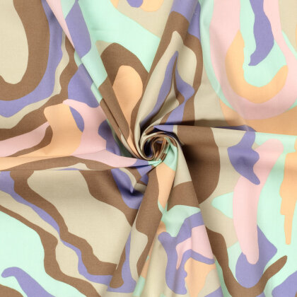 Baumwollsatin Stretch Abstract - FARBE