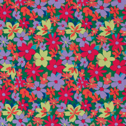 Baumwollsatin Stretch Blumen - FARBE