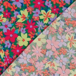 Baumwollsatin Stretch Blumen - FARBE