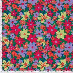 Baumwollsatin Stretch Blumen - FARBE