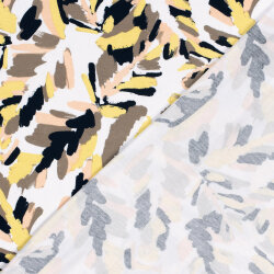Viskose Jersey Blätterkunst - weiß