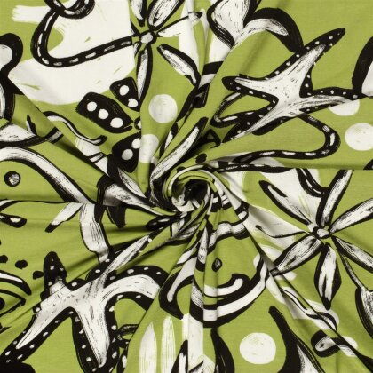 Viskose Jersey florale Formen - limette