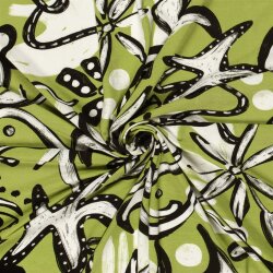 Viskose Jersey florale Formen - limette