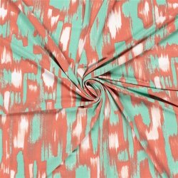 Viskose Jersey Pinselstriche - koralle/mint