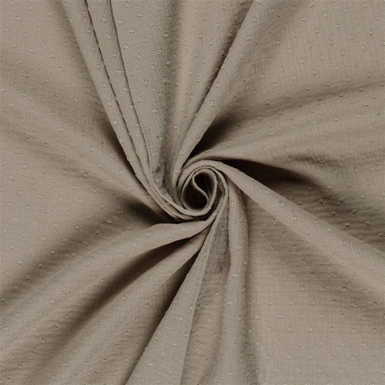 Musselin Bestickte Punkte - beige
