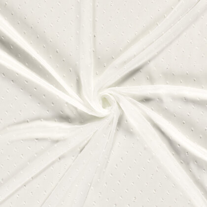 Chiffon Bestickt Punkte Uni  - creme
