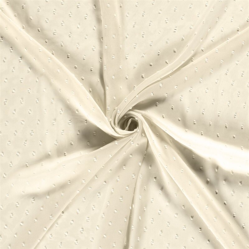 Chiffon Bestickt Punkte Uni cremebeige 6,99 €