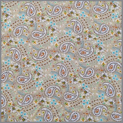 0,7 Meter - Viskose Paisley beige