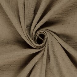 Musselin Bestickte Punkte - dunkel beige