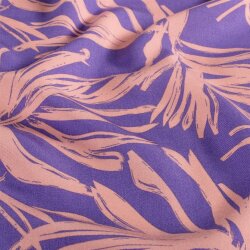 Viskose Popeline Palmenblätter - lavendel