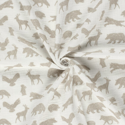 Musselin Tiere des Waldes - creme